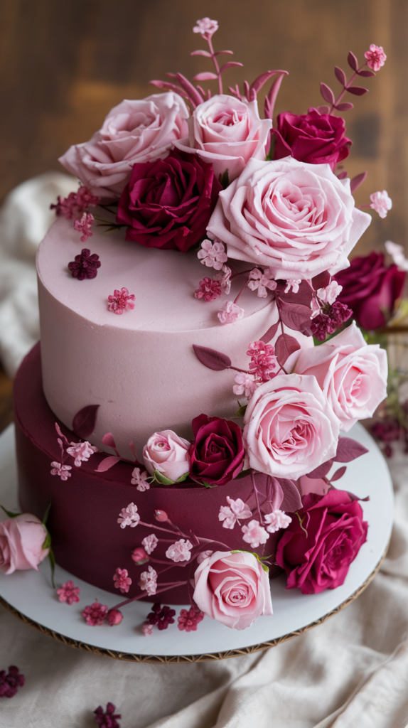 Burgundy and Pink Floral Accents