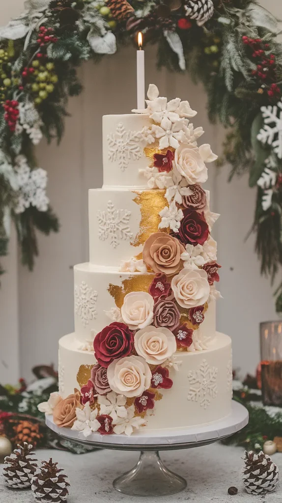 christmas themed wedding cakes elegant