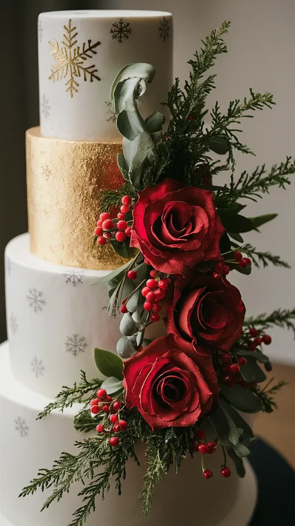 christmas themed wedding cakes elegant