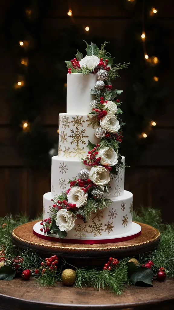 christmas themed wedding cakes elegant