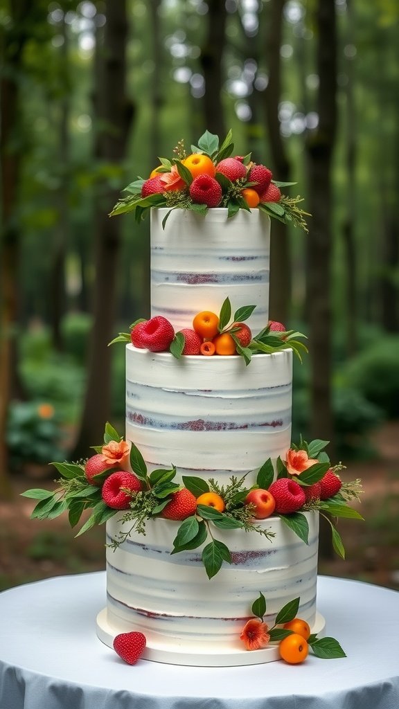 Delicious botanical greenery and fruit wedding cake