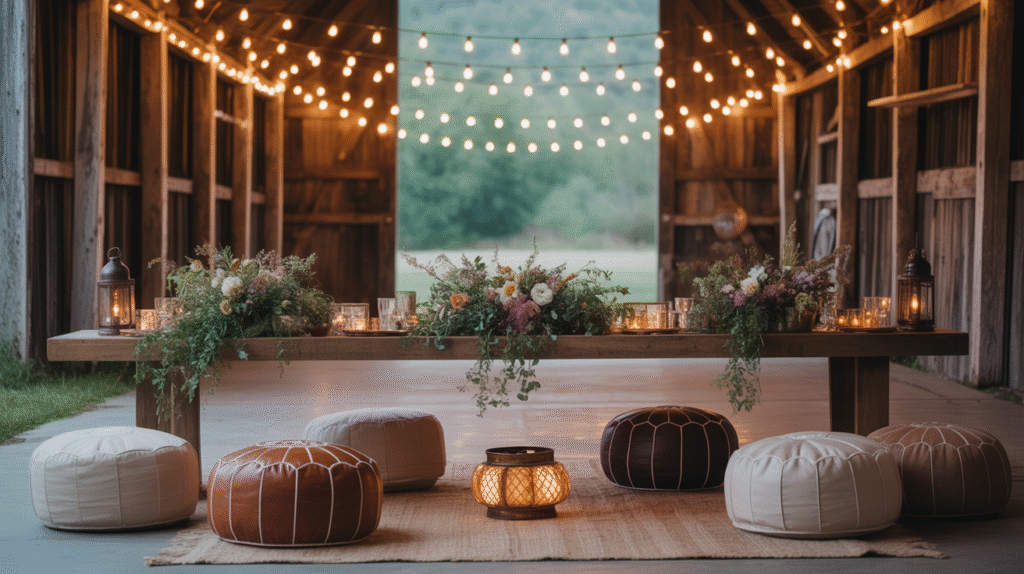 boho-inspired barn wedding
