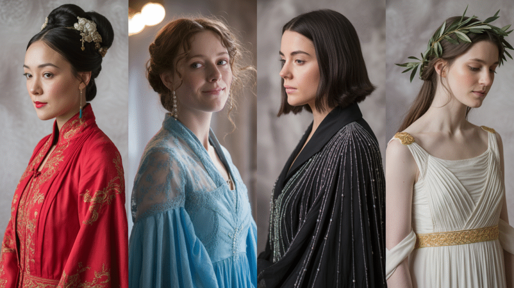 different historical wedding dresses