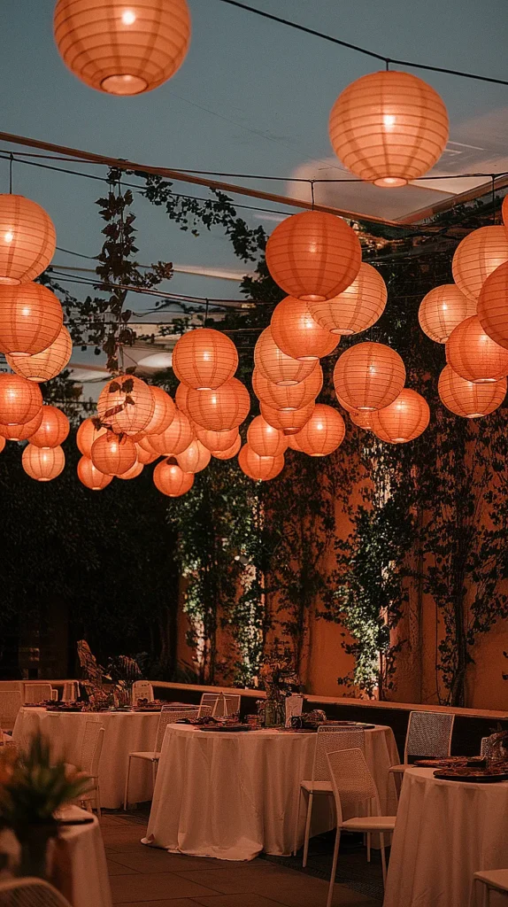 Suspended Paper Lantern Centerpieces