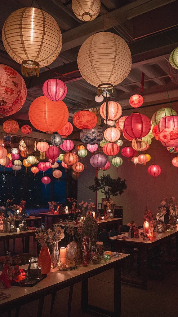 Suspended Paper Lantern Centerpieces