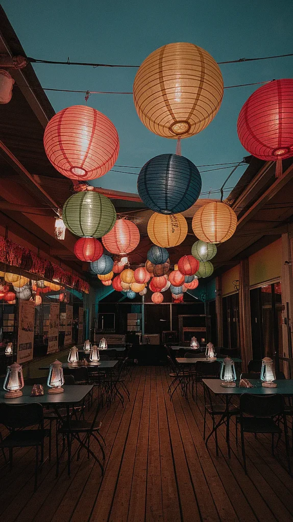Suspended Paper Lantern Centerpieces