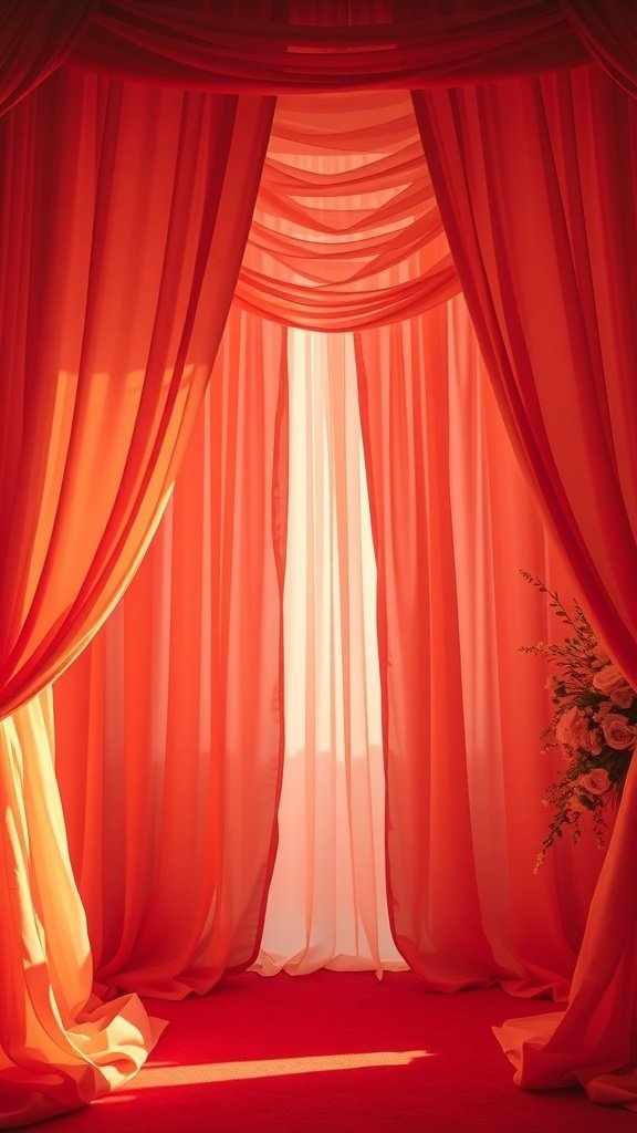 Warm-toned drapery creating a romantic atmosphere for a wedding