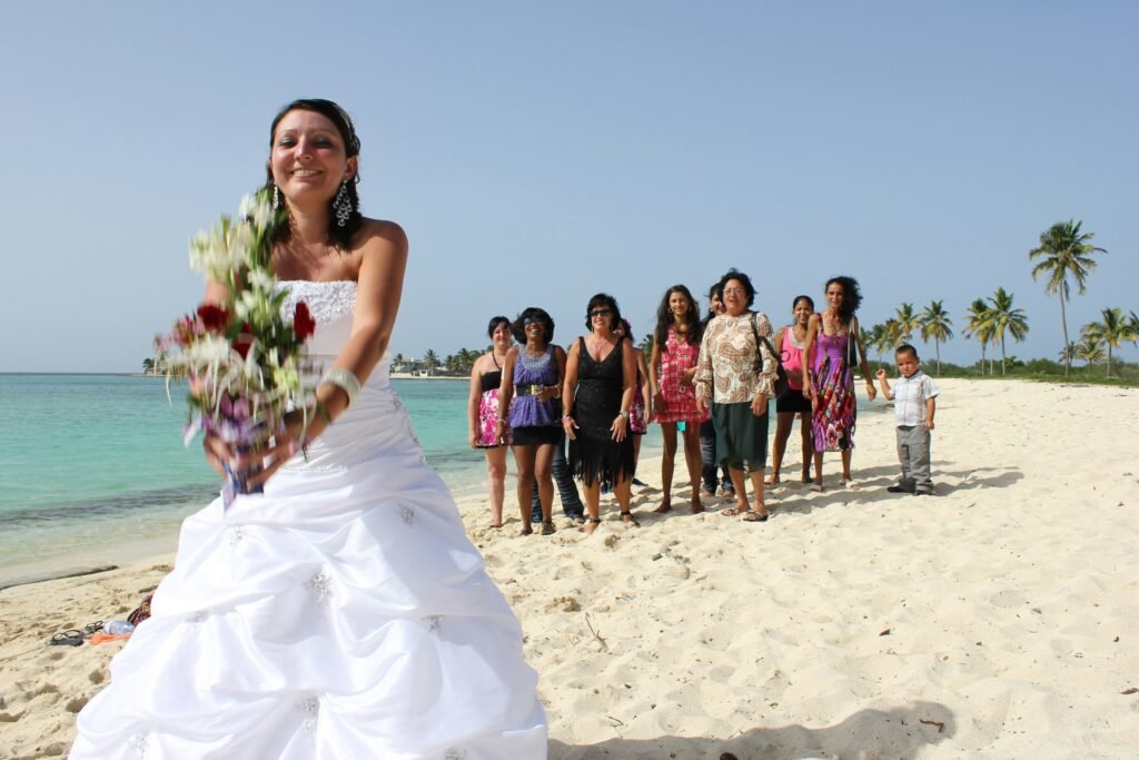 What to Wear to a Wedding? guests at a beach wedding