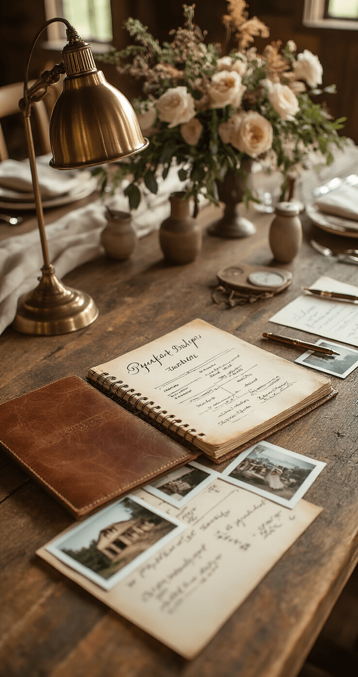 How Much Does a Wedding Really Cost? Let Me Break Down the Numbers That Matter A rustic wedding budget planning scene featuring a reclaimed wooden farmhouse table, vintage leather-bound notebook, scattered polaroid photos of venues, and elegant calligraphy cost breakdowns, all bathed in warm golden hour lighting, with soft linen accents and an antique lamp in a romantic, softly blurred background.