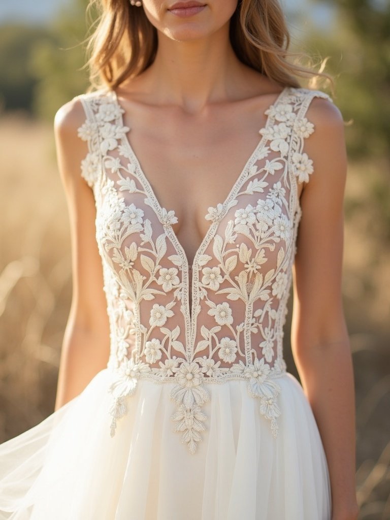 25 Western Wedding Dresses for a Rustic Romantic Celebration 4. Floral Embroidered Bodices