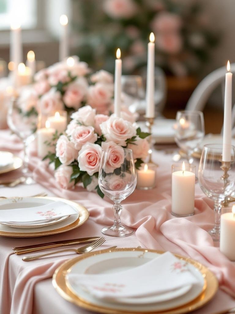 27 Light Pink Wedding Ideas for a Soft and Romantic Celebration Elegant light pink wedding tablescape with crystal details
