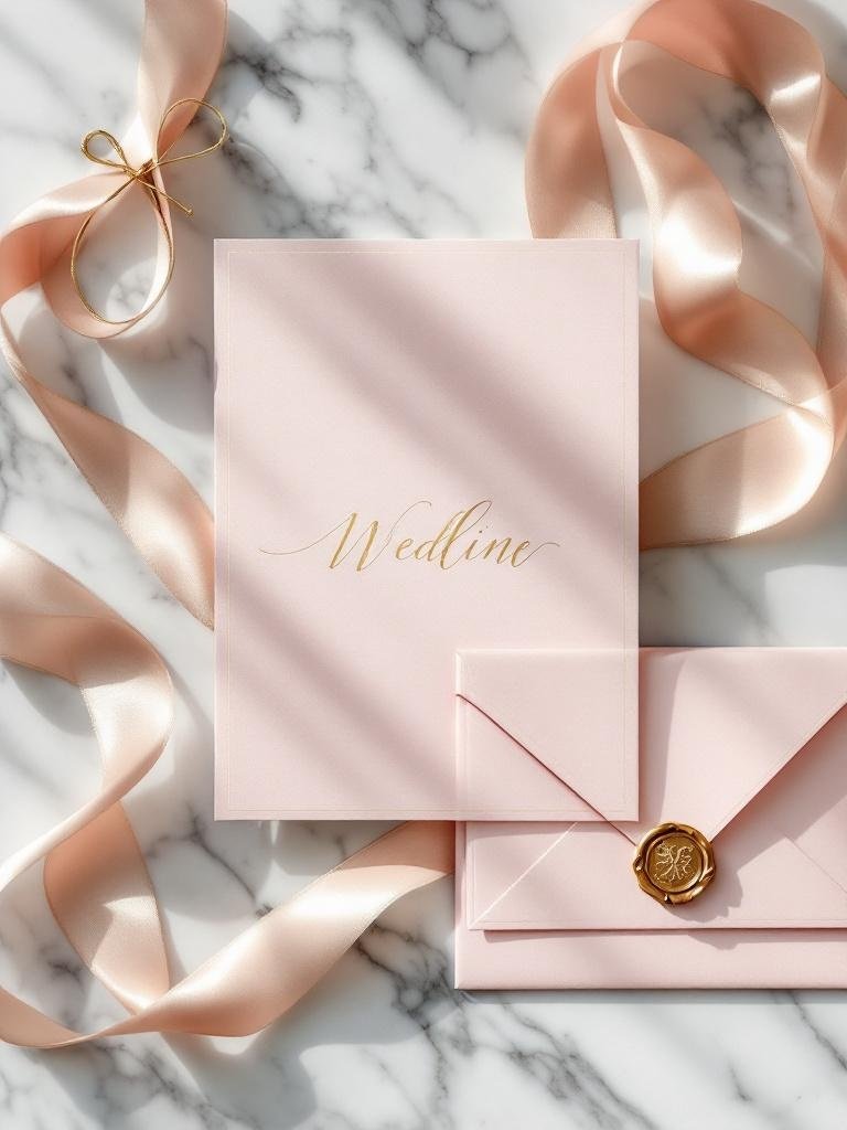 27 Light Pink Wedding Ideas for a Soft and Romantic Celebration Elegant light pink wedding invitation suite with gold details