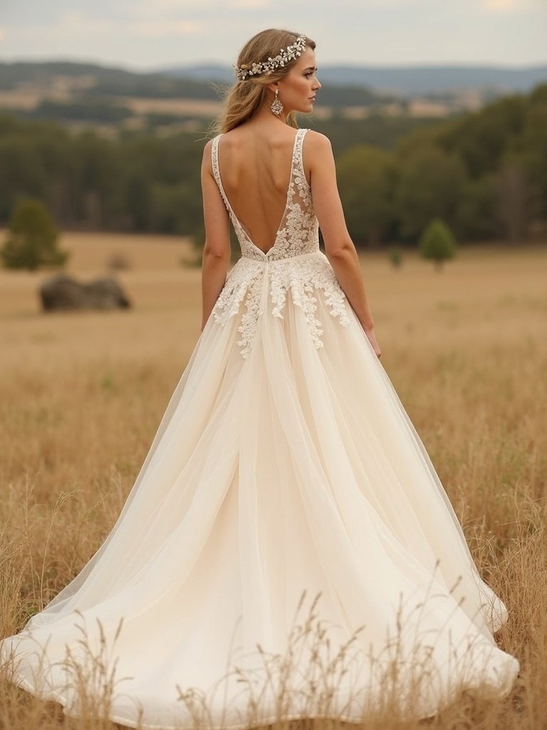 25 Western Wedding Dresses for a Rustic Romantic Celebration 9. Champagne and Ivory Tones
