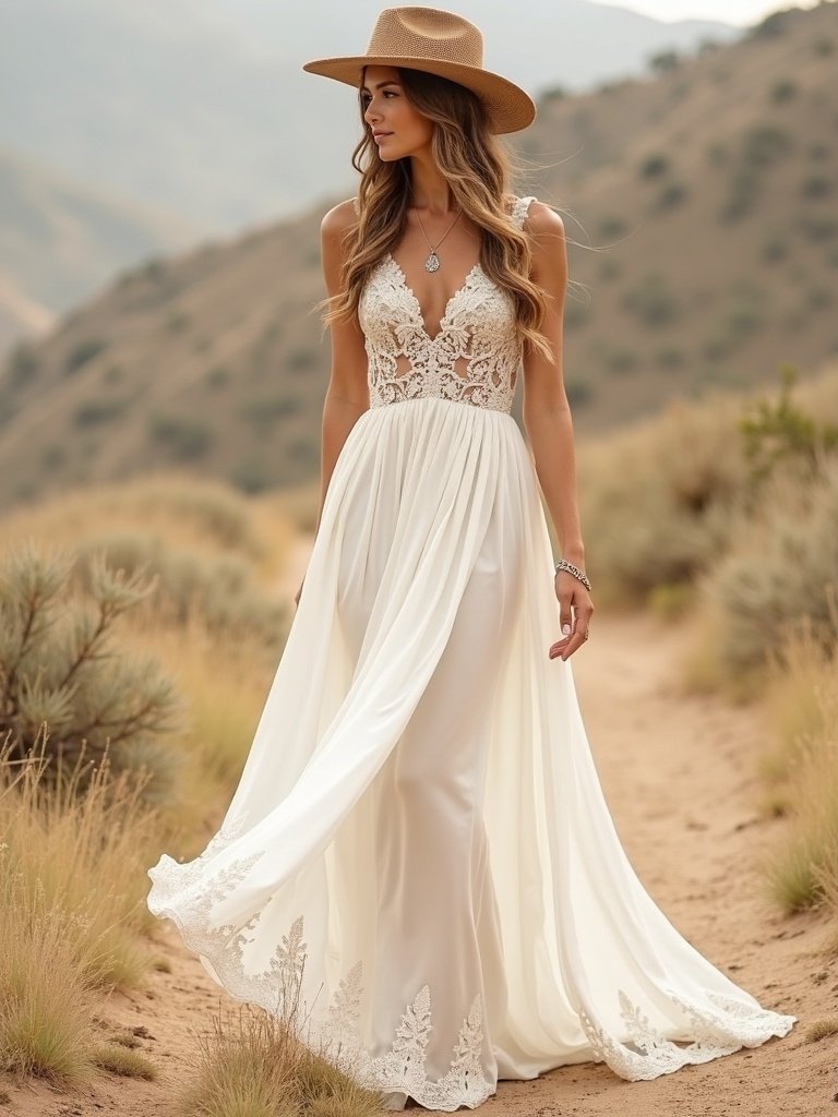 25 Western Wedding Dresses for a Rustic Romantic Celebration 10. Boho Western Maxi Dresses