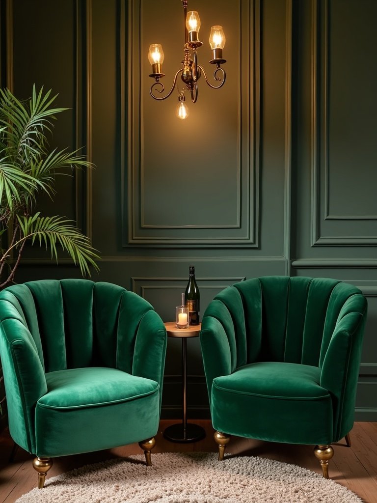 25 Light Green Wedding Decorations for a Fresh and Elegant Celebration 11. Green Velvet Lounge Furniture