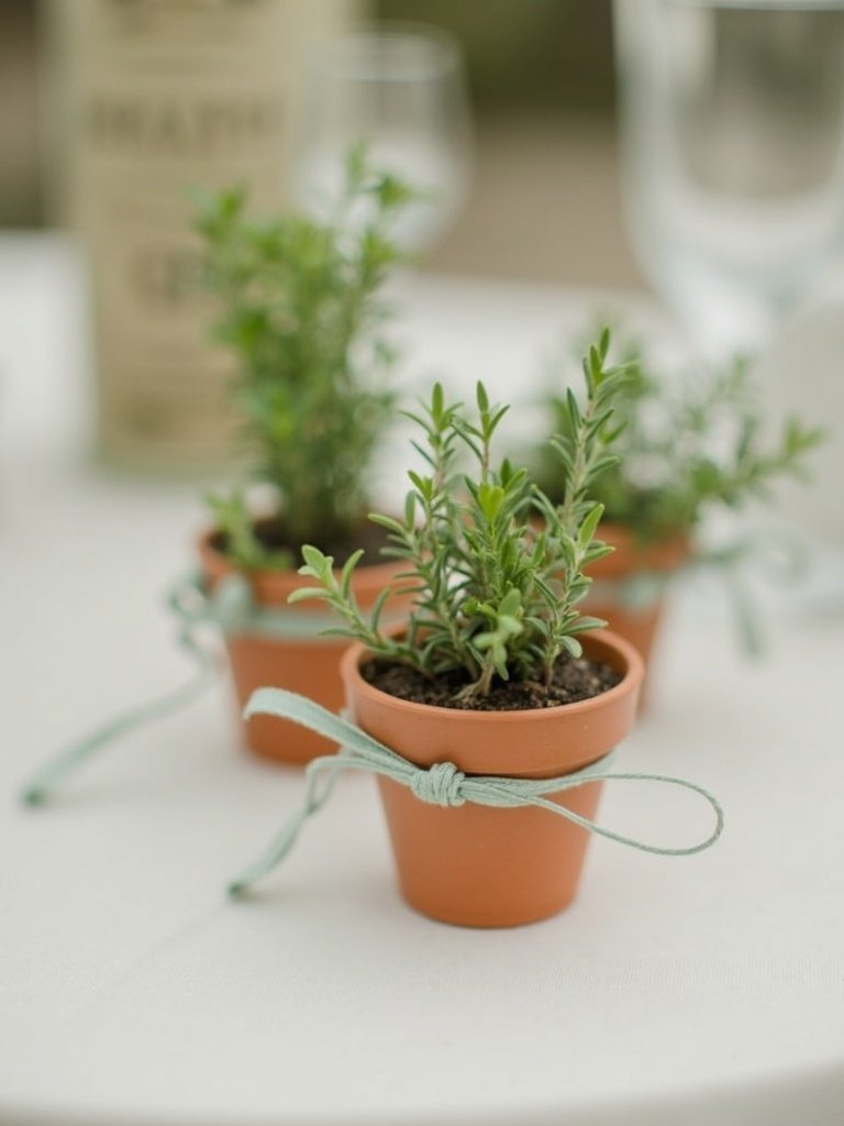 25 Light Green Wedding Decorations for a Fresh and Elegant Celebration 13. Herb Wedding Favors