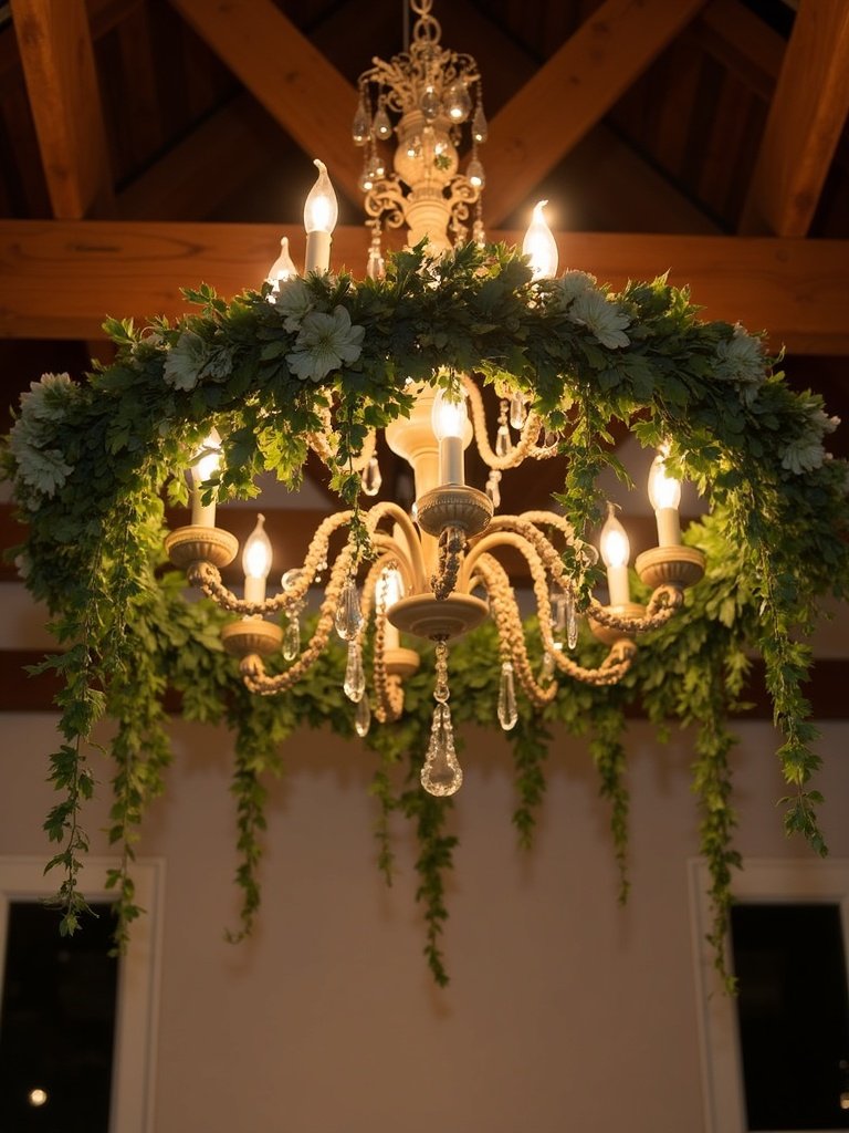 25 Light Green Wedding Decorations for a Fresh and Elegant Celebration 15. Greenery Chandeliers