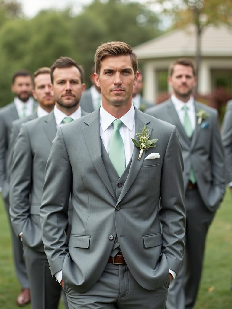 25 Light Green Wedding Decorations for a Fresh and Elegant Celebration 16. Sage Green Groomsmen Ties