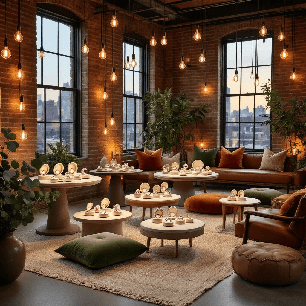 Finding the Perfect Gold Promise Ring: Your Guide to Meaningful Jewelry That Won't Break the Bank Photorealistic wide-angle shot of a modern apartment living room converted into a cozy ring comparison workspace, featuring various promise ring styles on textured linen runners, warm Edison bulb lighting, floor cushions, a vintage leather armchair, and fresh eucalyptus in ceramic vases.