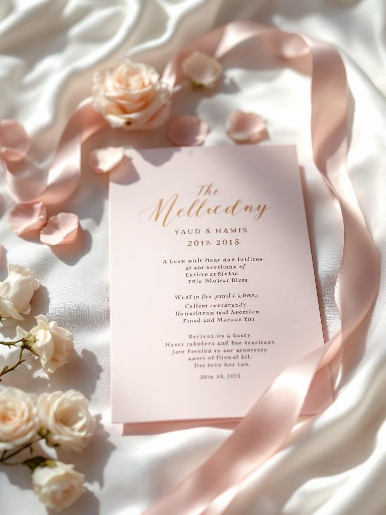 27 Light Pink Wedding Ideas for a Soft and Romantic Celebration Elegant light pink wedding programs with silk ribbon