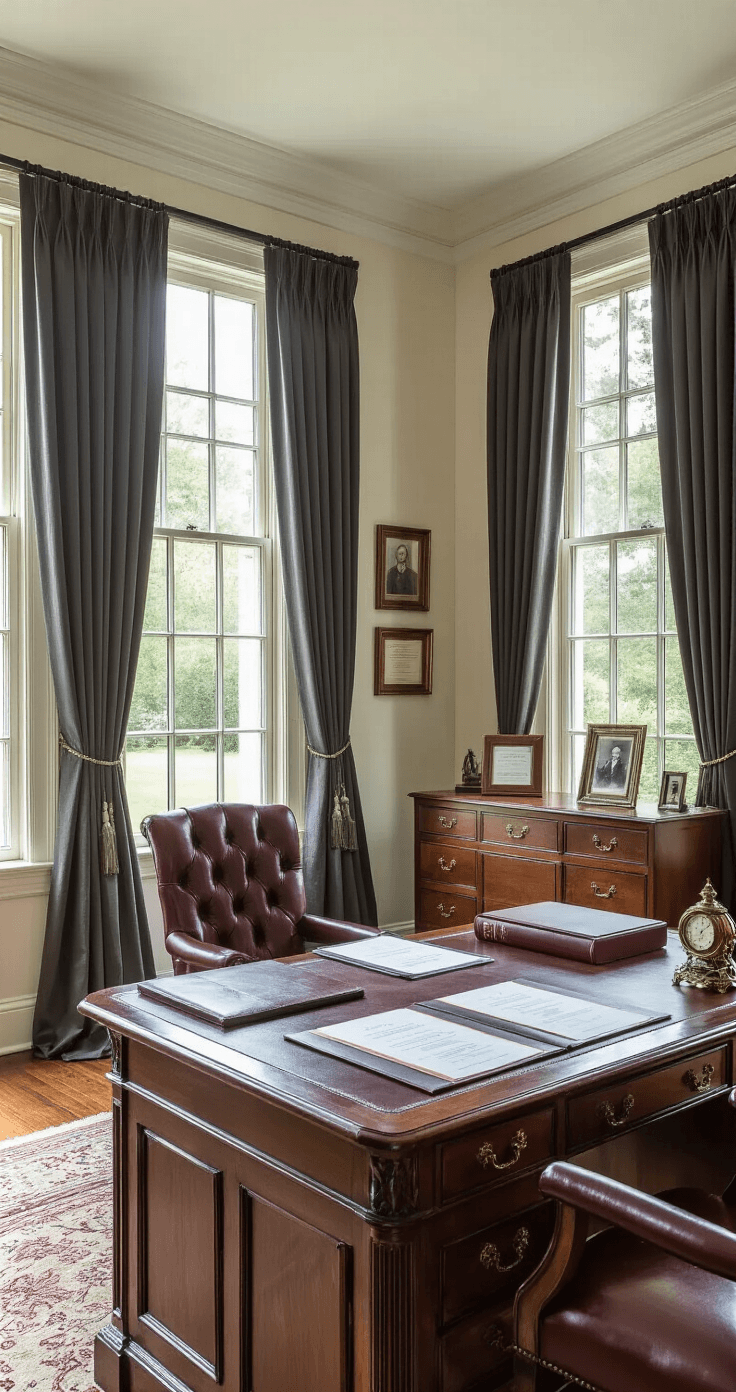 Prenuptial Agreement: The Honest Truth About Pros, Cons, and Whether You Actually Need One A stately estate office featuring a mahogany partners desk with estate planning materials, surrounded by elegant decor, tall Georgian-paned windows, and a Persian rug, creating a legacy-focused atmosphere.