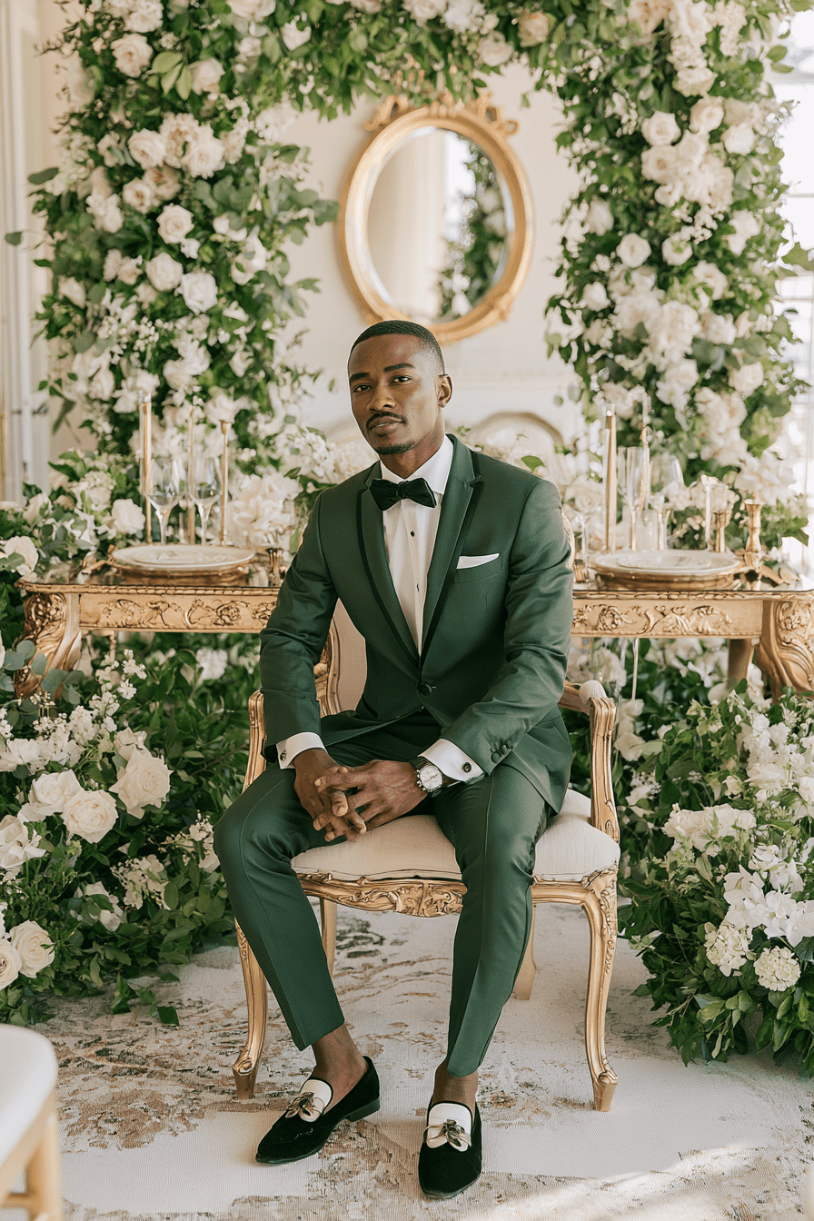 27 Stunning Green Tuxedo Wedding Ideas for a Stylish Groom
