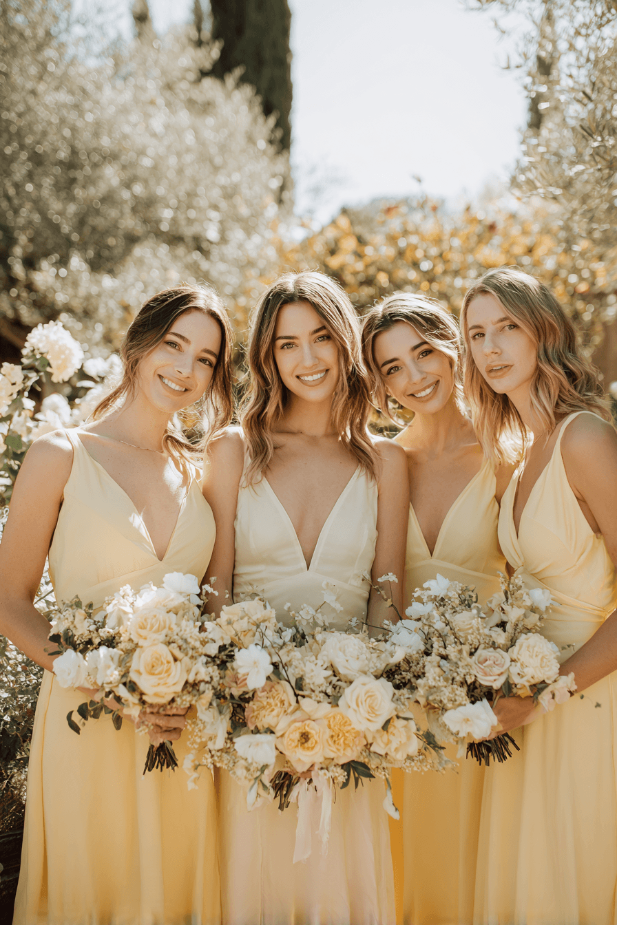27 Butter Yellow Bridesmaid Dresses That Will Brighten Your Wedding Day