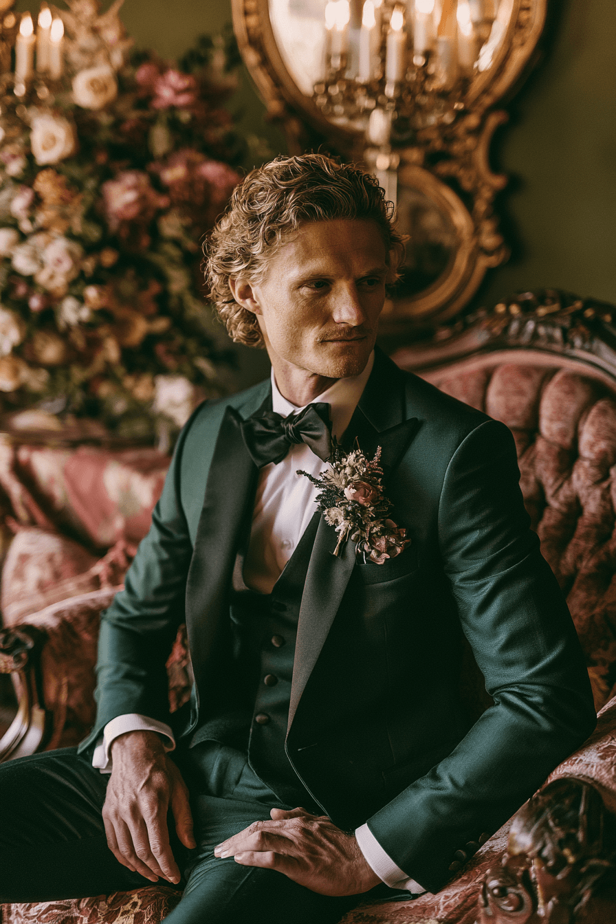 27 Stunning Green Tuxedo Wedding Ideas for a Stylish Groom