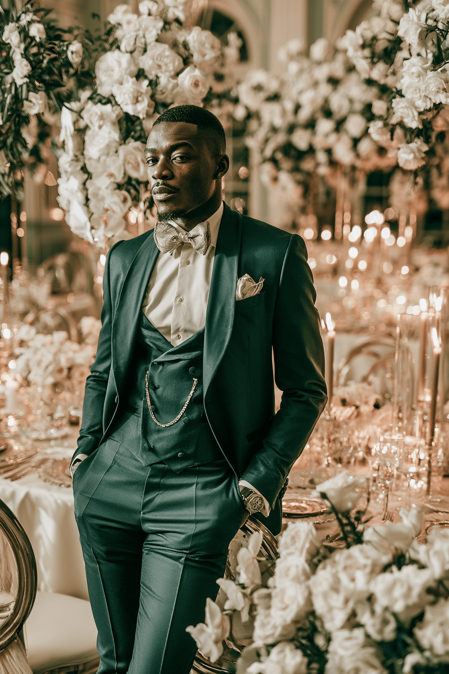 27 Stunning Green Tuxedo Wedding Ideas for a Stylish Groom
