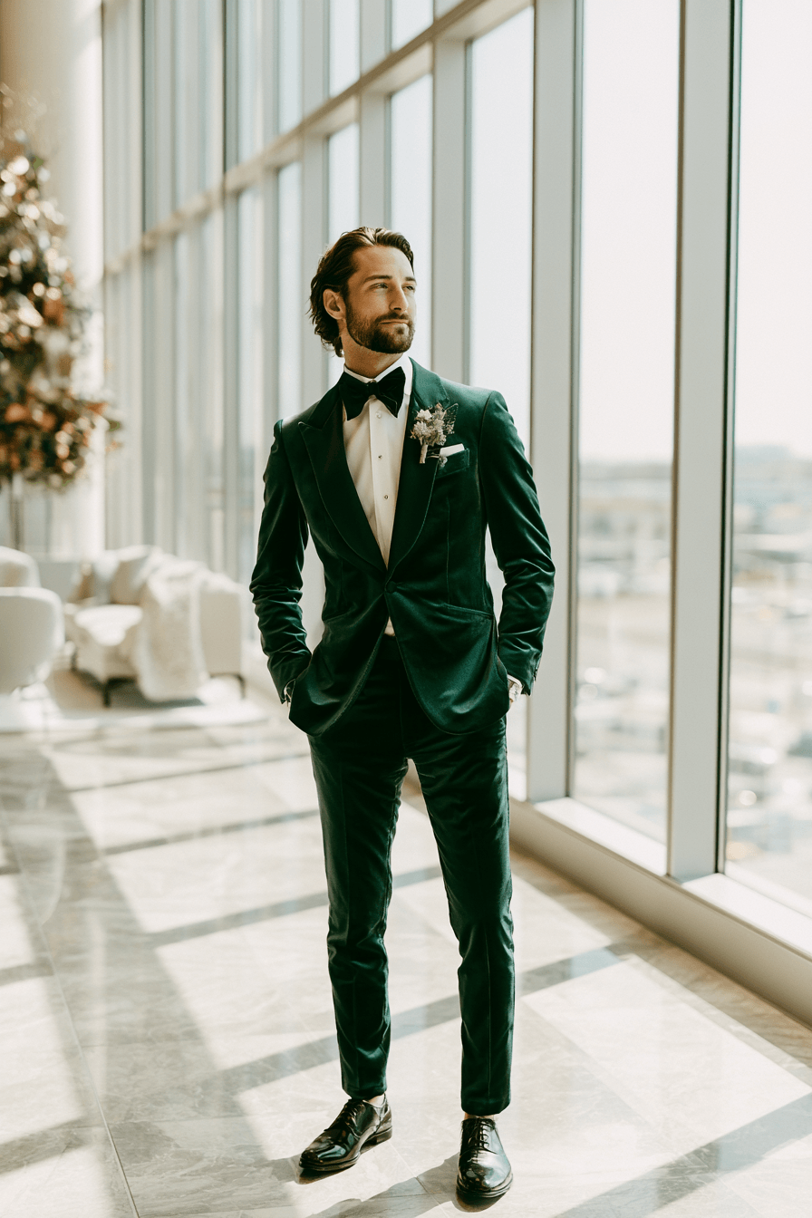 27 Stunning Green Tuxedo Wedding Ideas for a Stylish Groom