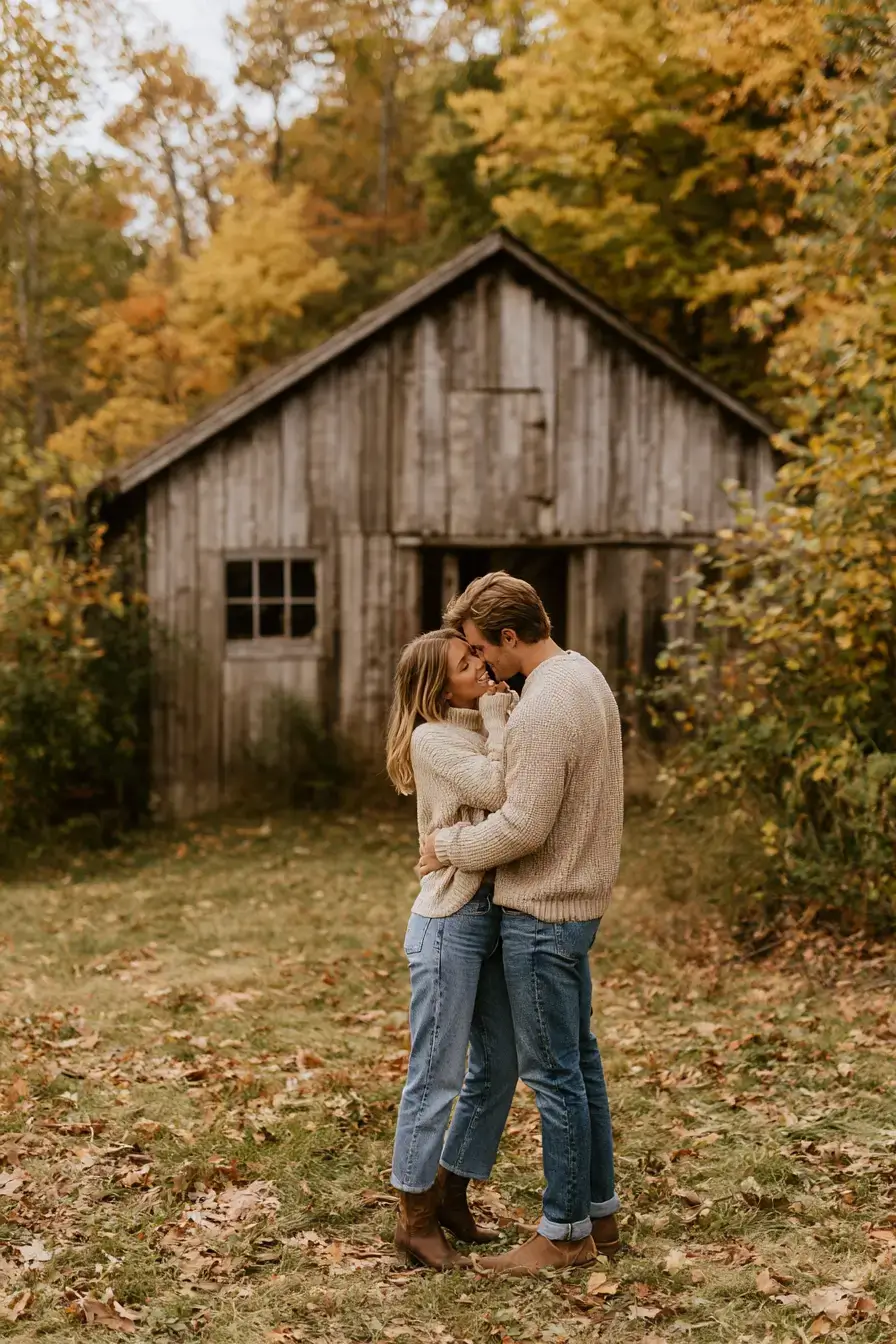 27 Romantic Fall Engagement Outfit Ideas for Couples