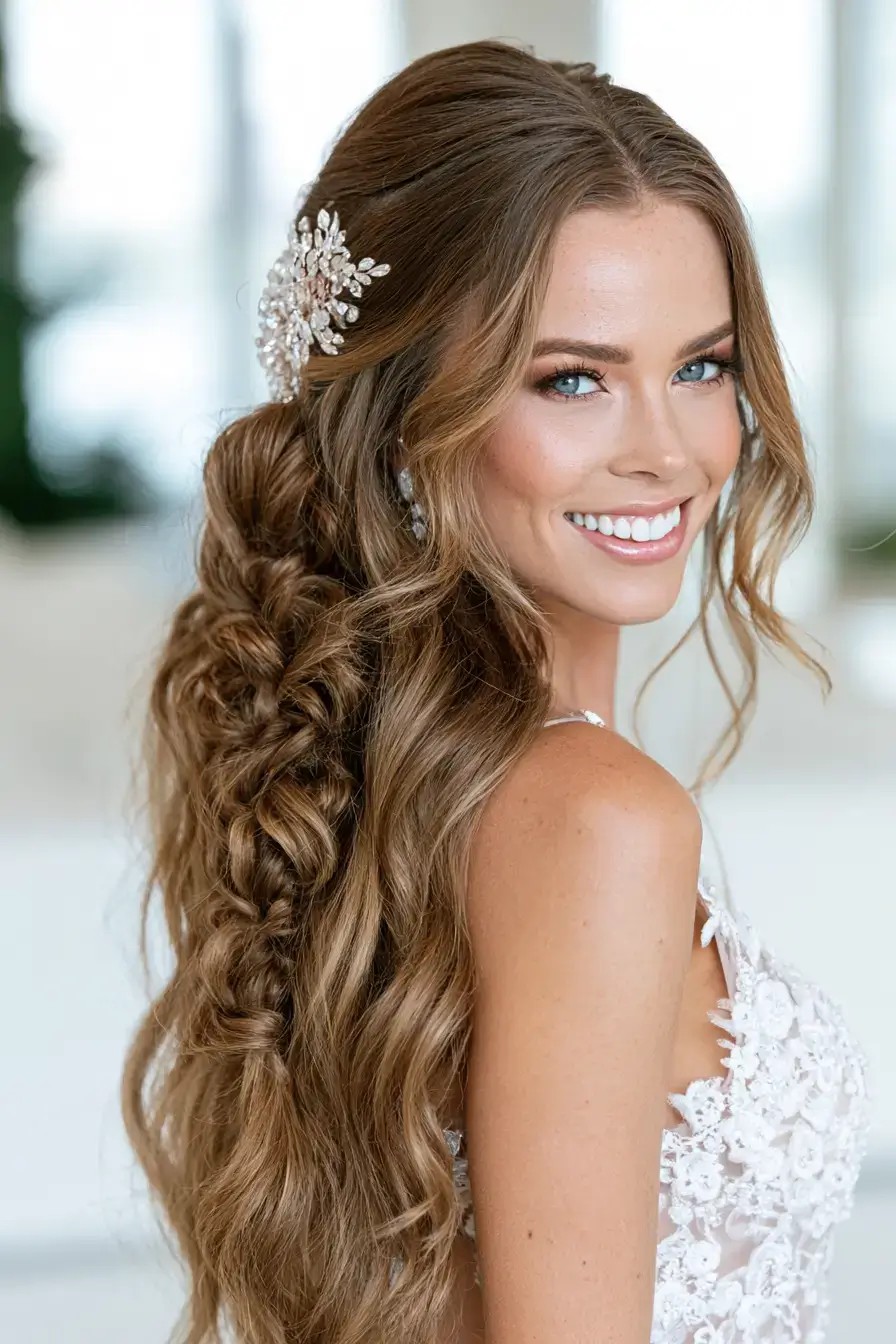27 Dreamy Waterfall Braid Wedding Hair Ideas for Romantic Brides