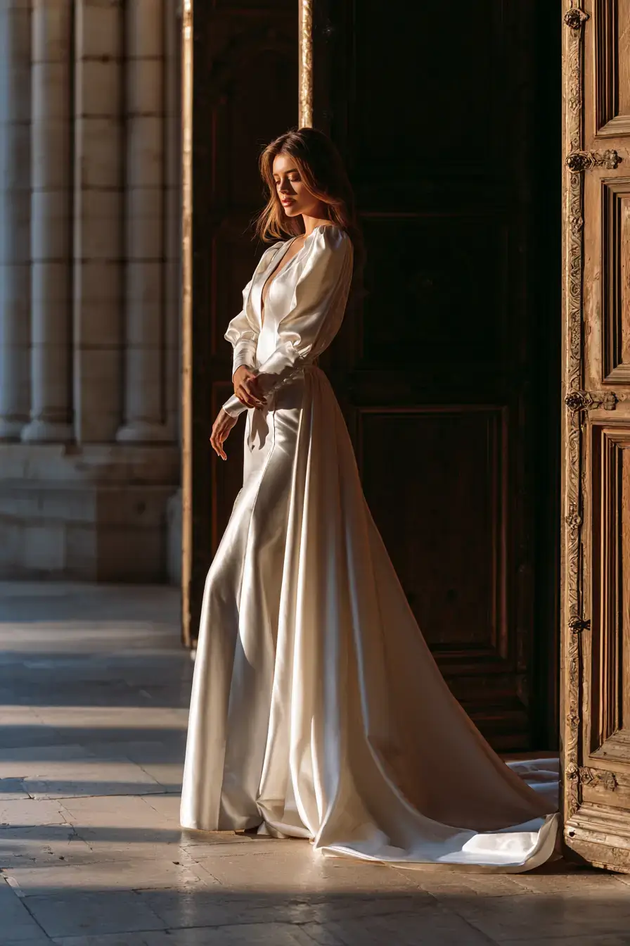 27 Elegant Satin Wedding Dresses with Sleeves for Your Dream Wedding