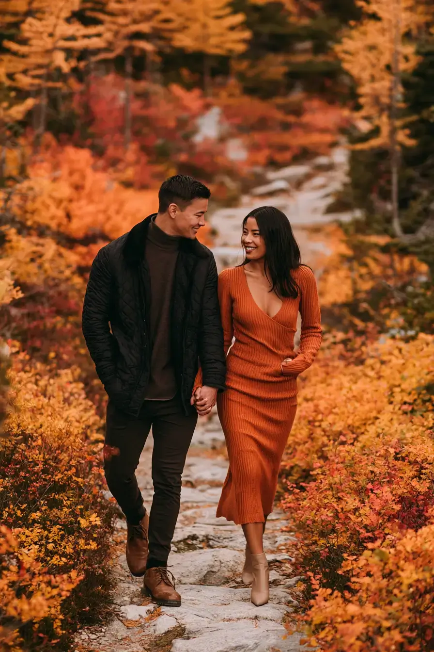 27 Romantic Fall Engagement Outfit Ideas for Couples