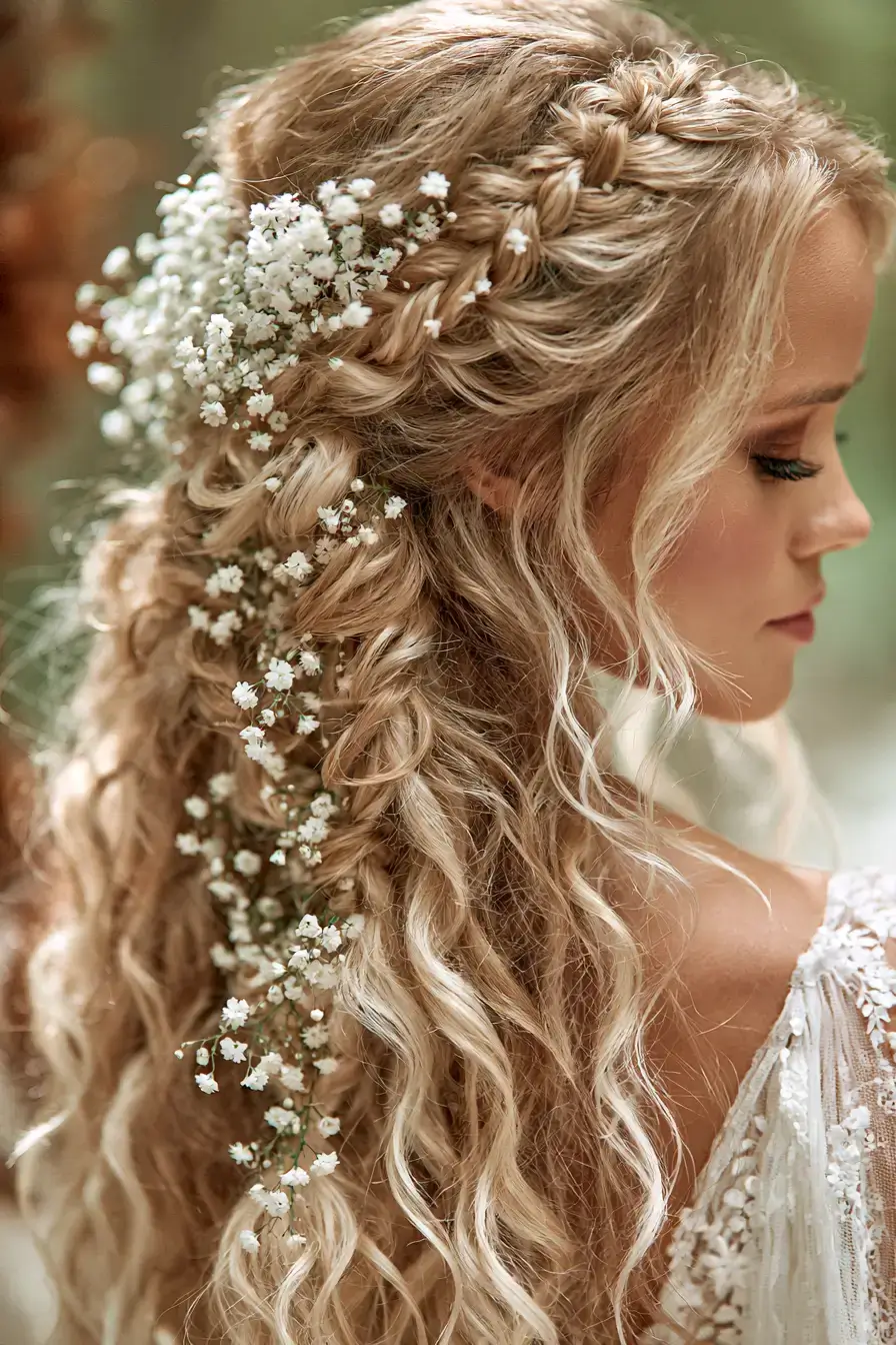 27 Dreamy Waterfall Braid Wedding Hair Ideas for Romantic Brides