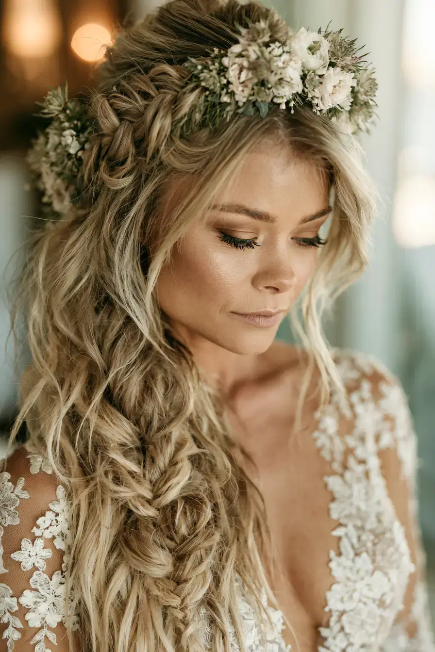 27 Dreamy Waterfall Braid Wedding Hair Ideas for Romantic Brides