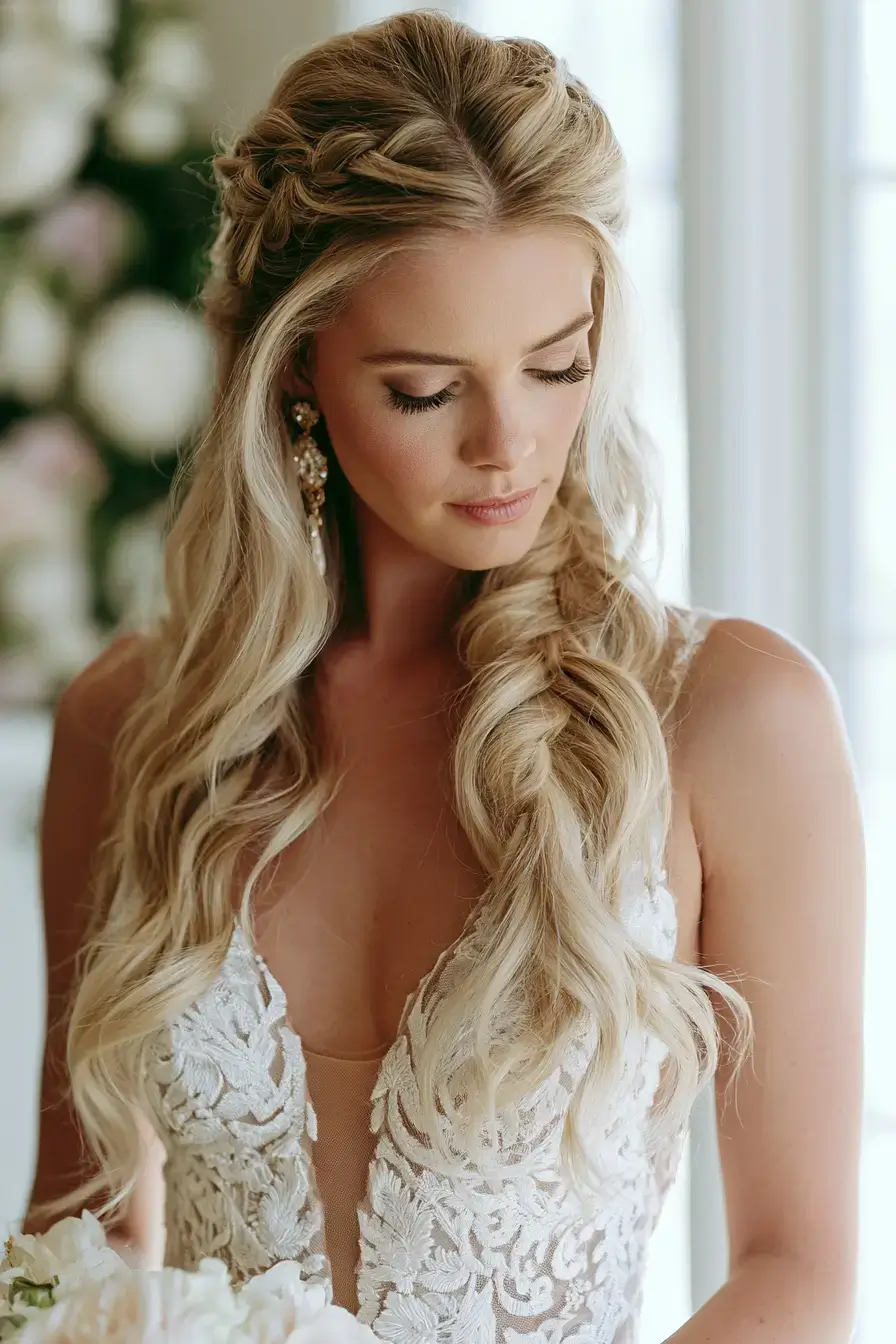 27 Dreamy Waterfall Braid Wedding Hair Ideas for Romantic Brides