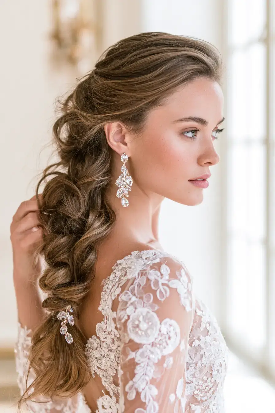 27 Dreamy Waterfall Braid Wedding Hair Ideas for Romantic Brides