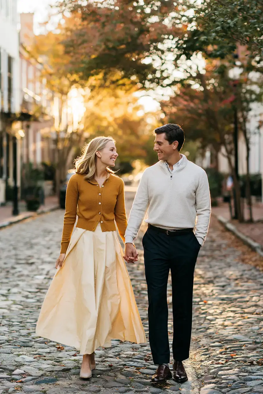 27 Romantic Fall Engagement Outfit Ideas for Couples