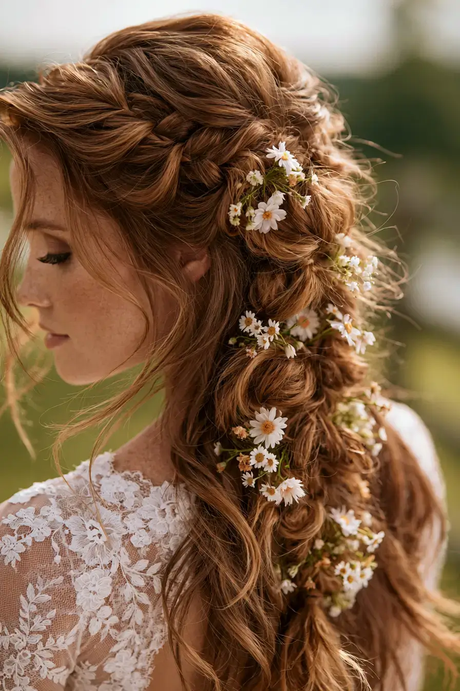 27 Dreamy Waterfall Braid Wedding Hair Ideas for Romantic Brides
