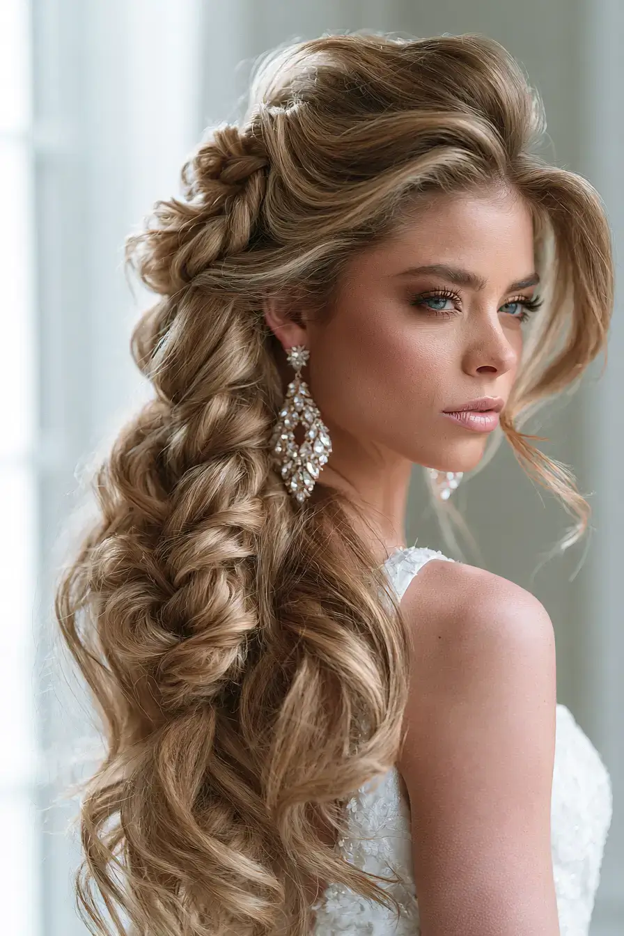 27 Dreamy Waterfall Braid Wedding Hair Ideas for Romantic Brides