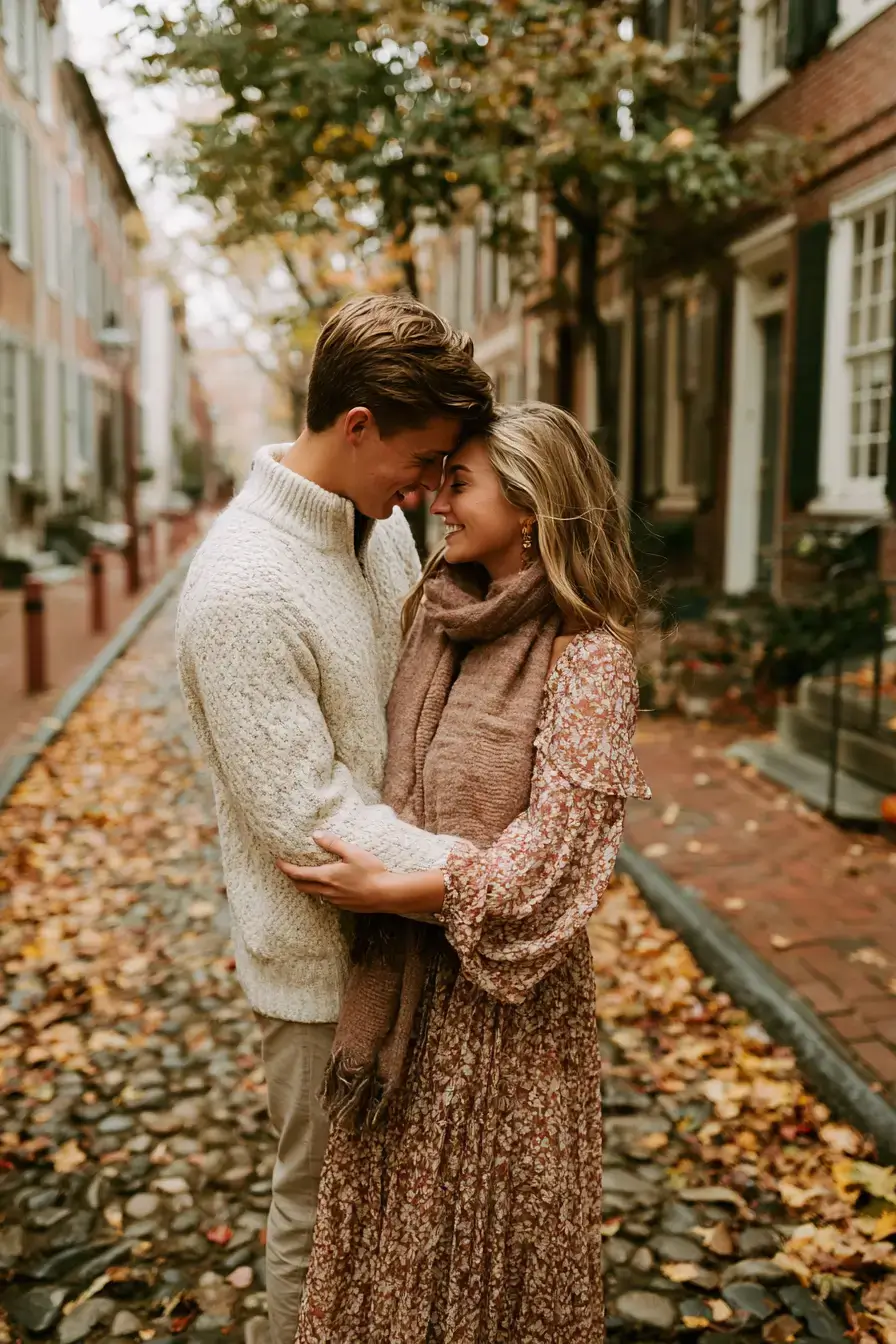 27 Romantic Fall Engagement Outfit Ideas for Couples