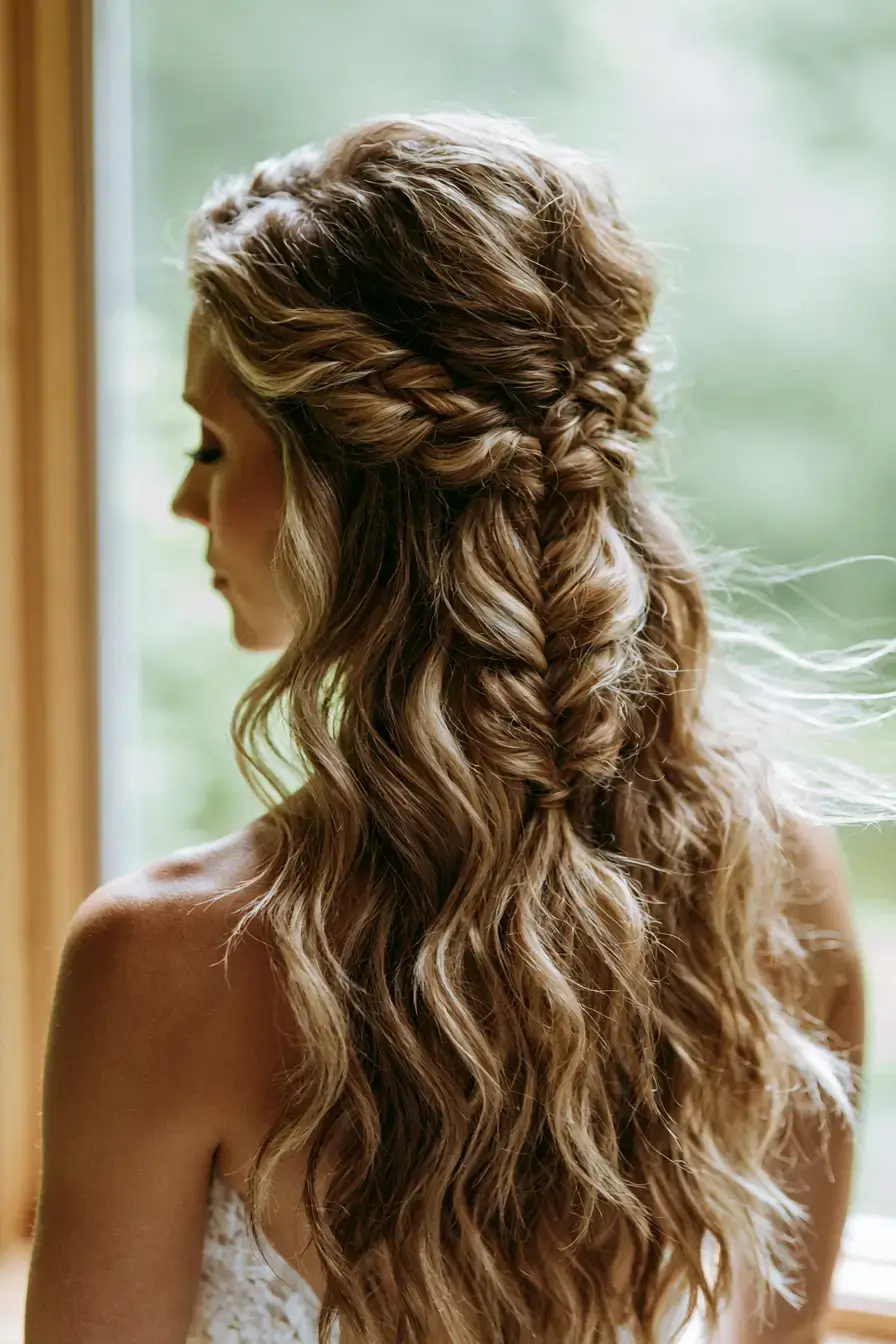 27 Dreamy Waterfall Braid Wedding Hair Ideas for Romantic Brides