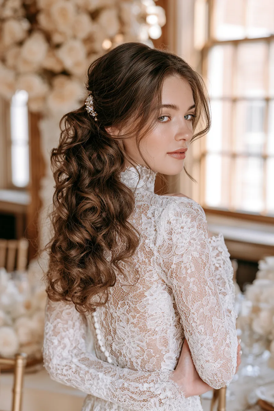27 Pretty Wedding Hairstyles Half Up Half Down to Inspire Your Bridal Style