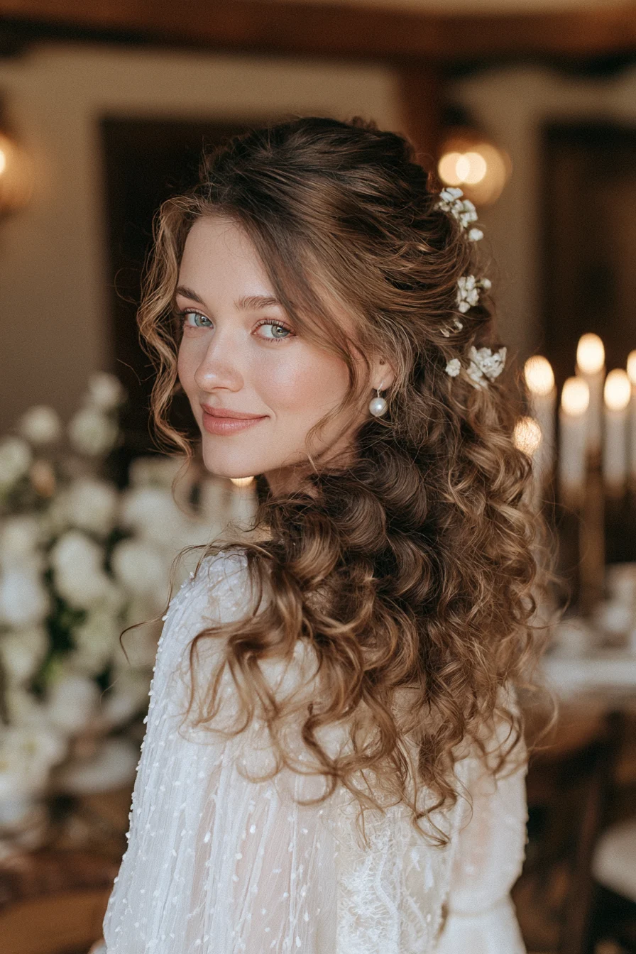 27 Stunning Bridal Hair Half Up Ideas for a Romantic Wedding Look