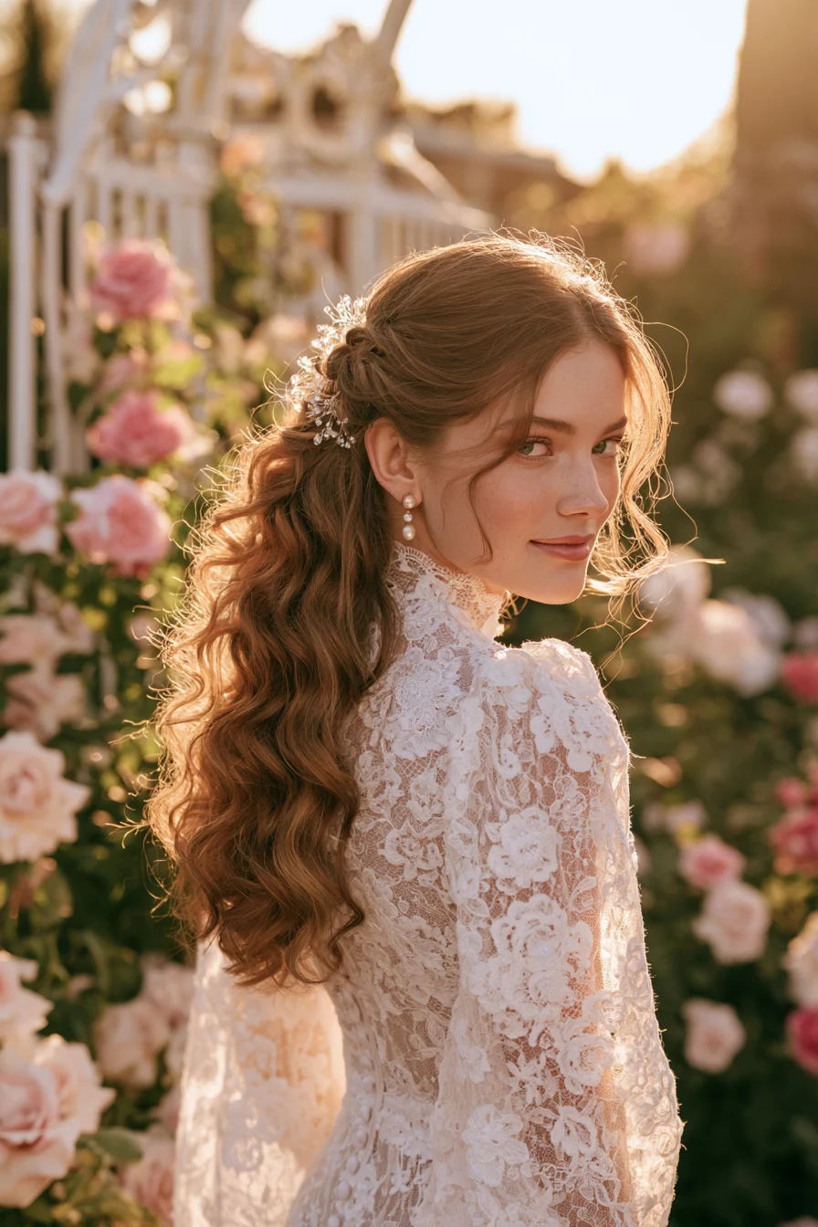 27 Stunning Bridal Hair Half Up Ideas for a Romantic Wedding Look