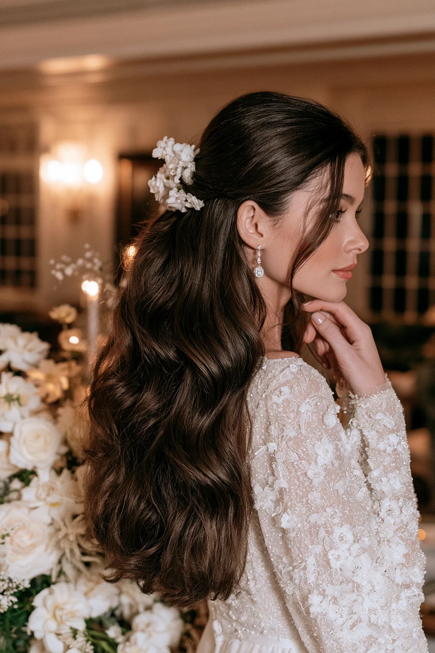 27 Stunning Bridal Hair Half Up Ideas for a Romantic Wedding Look