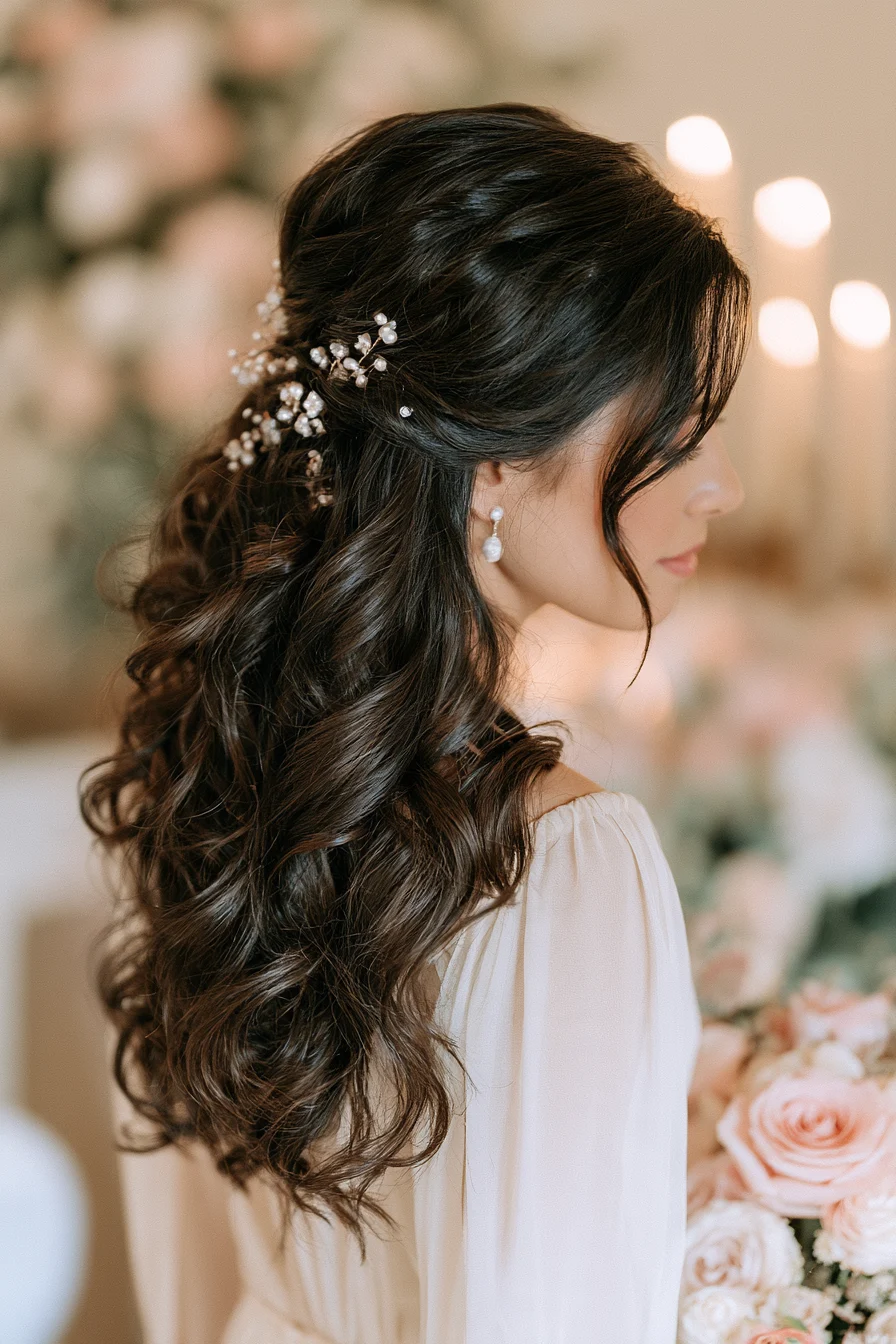 27 Stunning Bridal Hair Half Up Ideas for a Romantic Wedding Look