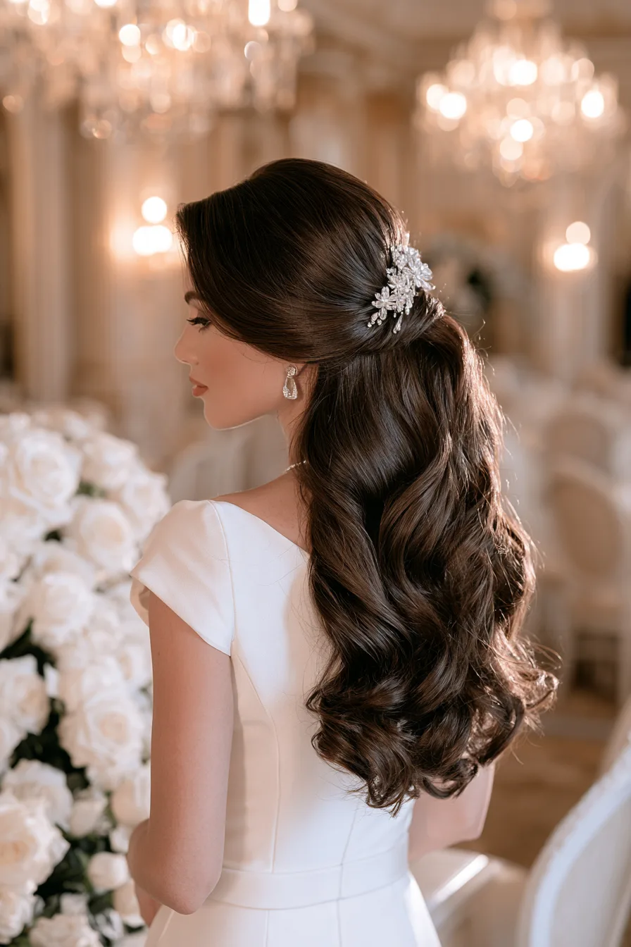 27 Stunning Bridal Hair Half Up Ideas for a Romantic Wedding Look